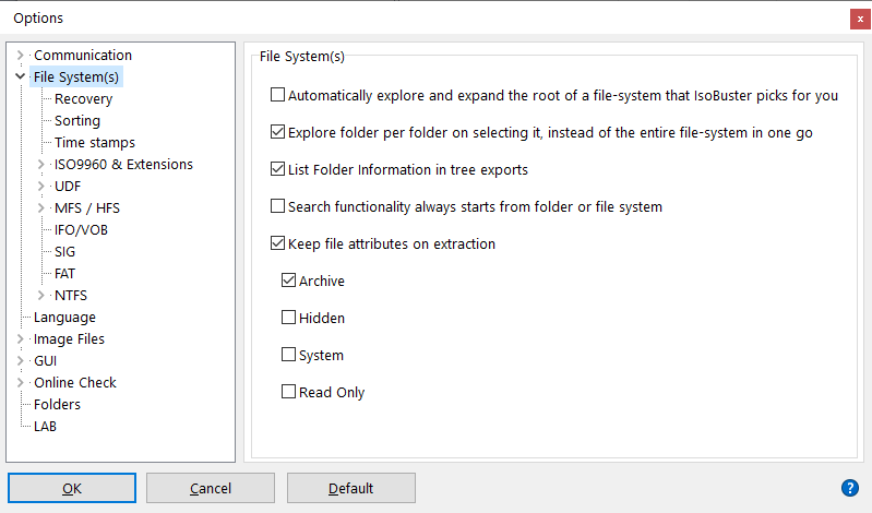 General File System Settings